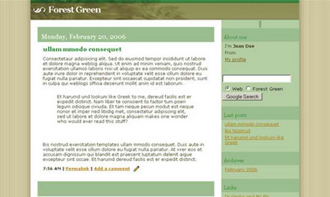 Forest Green Blogspot Template Free Download