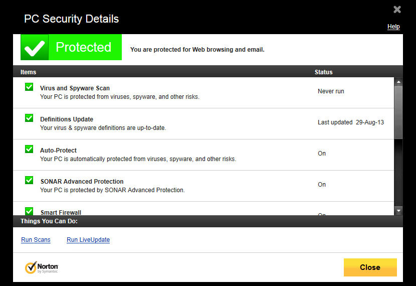 Screenshot of Norton 360 version 9.0