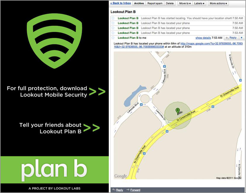 plan b track gps missing smartphone google