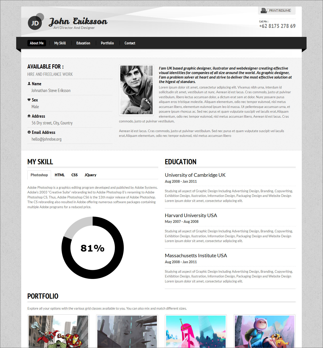 7 creative online cv resume template for web  graphic designer  architect  photographer