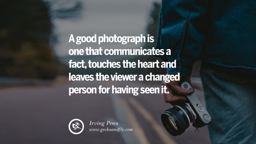 A good photograph is one that communicates a fact, touches the heart and leaves the viewer a changed person for having seen it. - Irving Penn