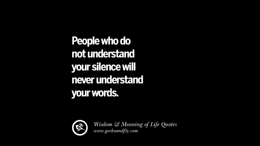 People who do not understand your silence will never understand your words.
