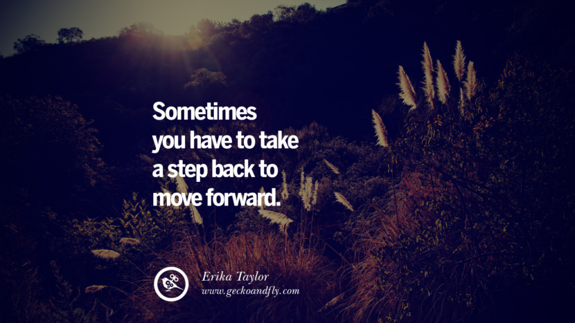 Sometimes you have to take a step back to move forward. - Erika Taylor