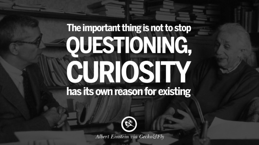 The important thing is not to stop questioning,  Curiosity has its own reason for existing. Quote by Albert Einstein