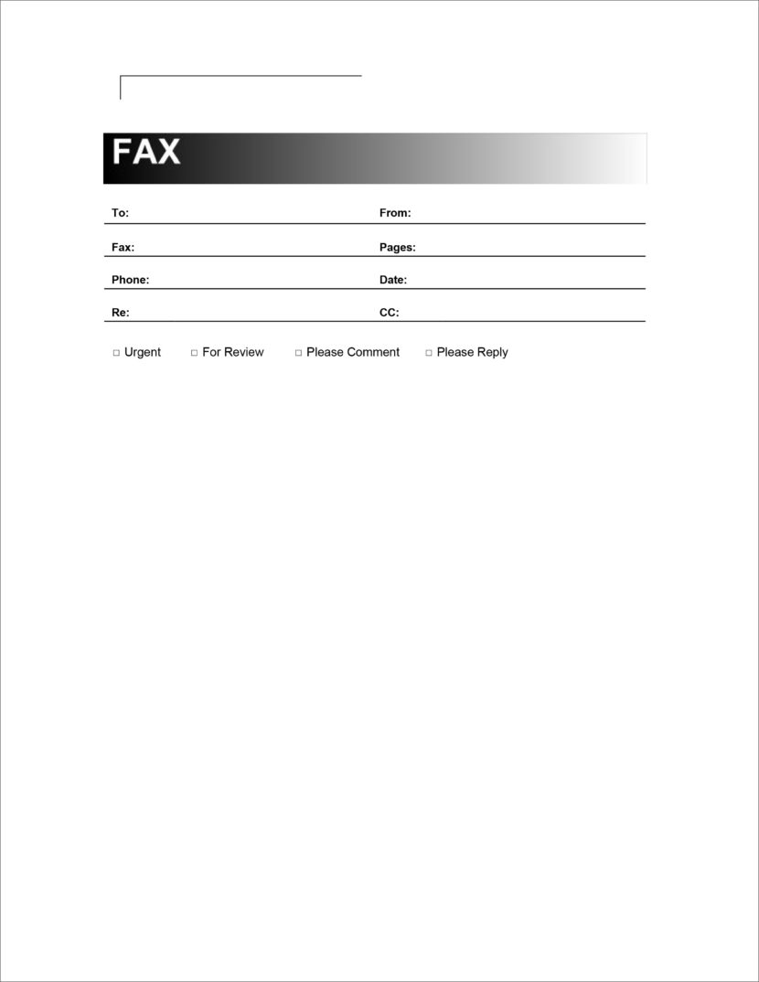 Screenshot of fax cover template in Microsoft Docx format