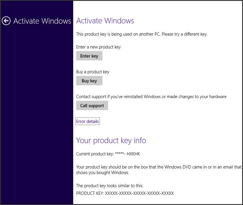 windows 8 activation error