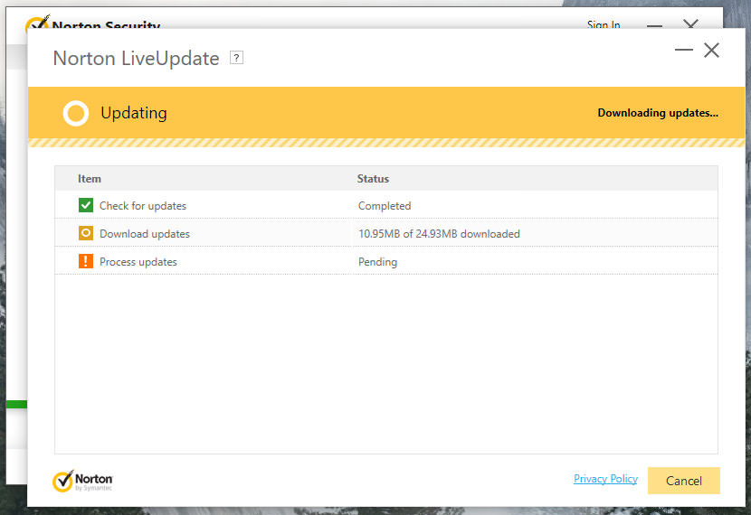 norton live update