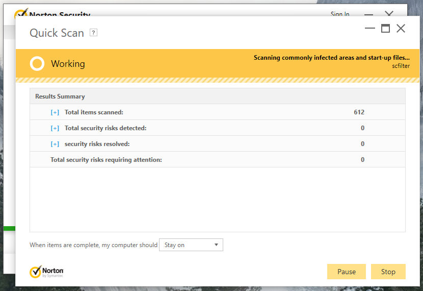 norton quick scan
