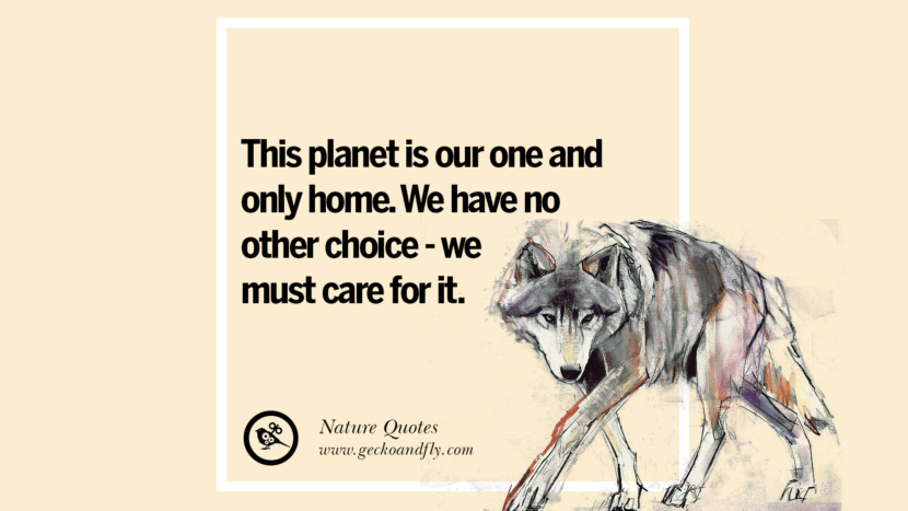 This planet is our one and only home. We have no other choice - we must care for it.
