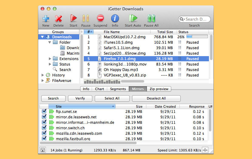 igetter Бесплатный менеджер загрузок в Интернете (IDM) для Apple macOS X