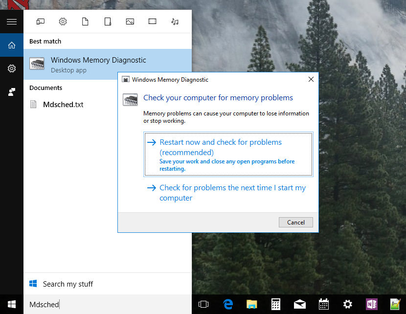 средство диагностики памяти Windows