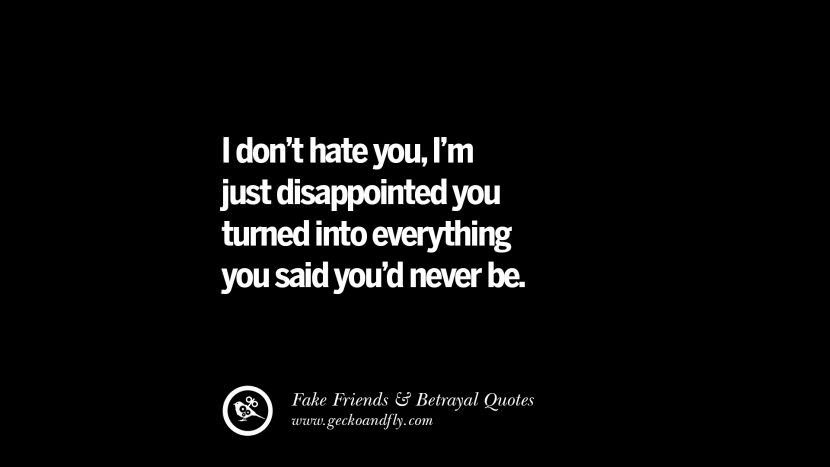 I don't hate you, I'm just disappointed into everything you said you'd never be.