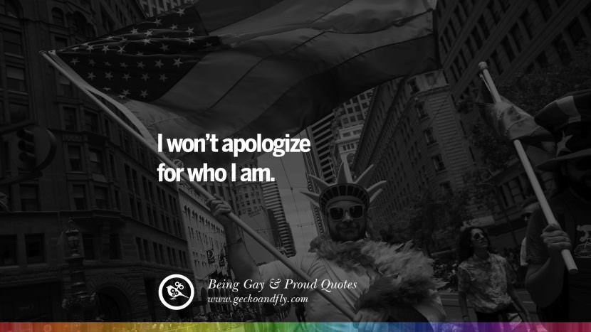 Non mi scuserò per quello che sono. Quotes About Gay Pride, Pro LGBT, Homophobia and Marriage Discrimination Instagram Pinterest Facebook't apologize for who I am. Quotes About Gay Pride, Pro LGBT, Homophobia and Marriage Discrimination Instagram Pinterest Facebook