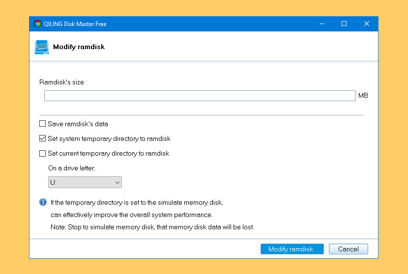 dataram ramdisk increase size