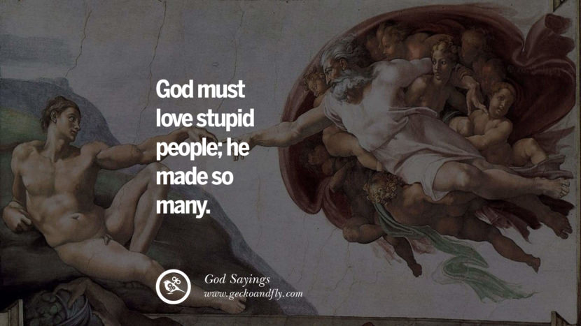 God must love stupid people; he made so many.