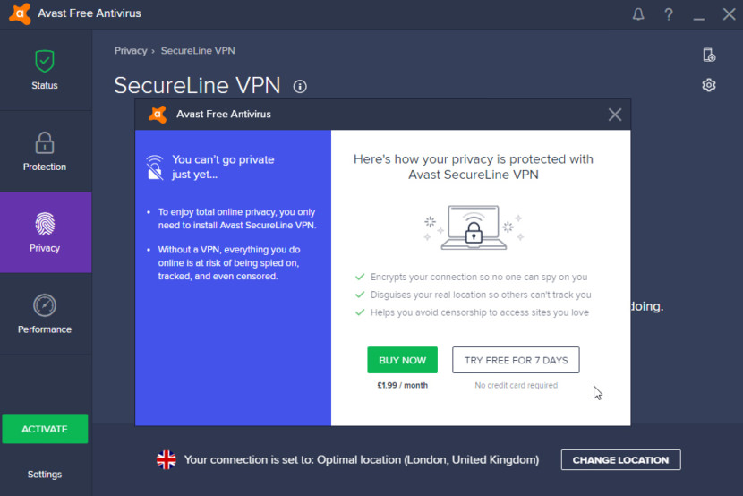 is avast secureline vpn for mac free