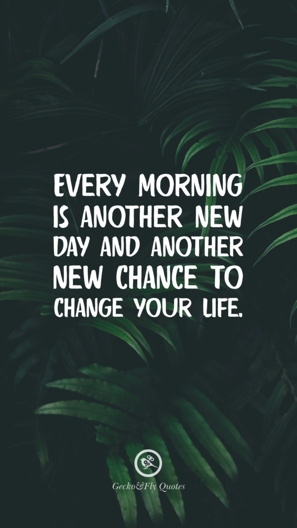 Every morning is another new day and another new chance to change your life.