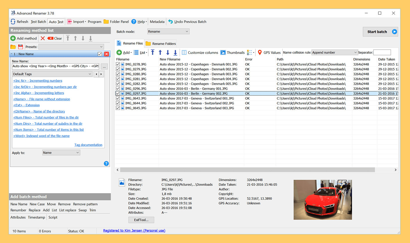 freeware rename multiple files