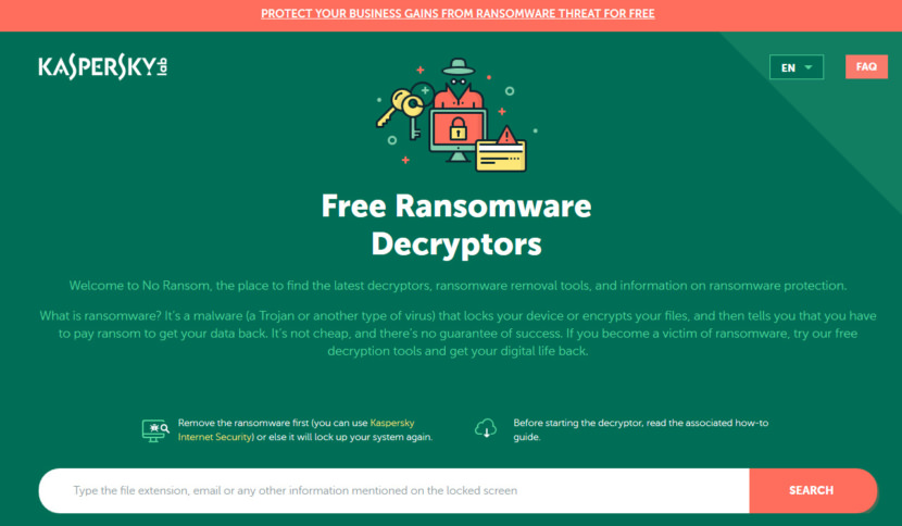 Kaspersky Free Ransomware Decryptors