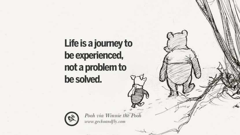 Life is a journey to be experienced, not a problem to be solved. - Pooh, Winnie the Pooh