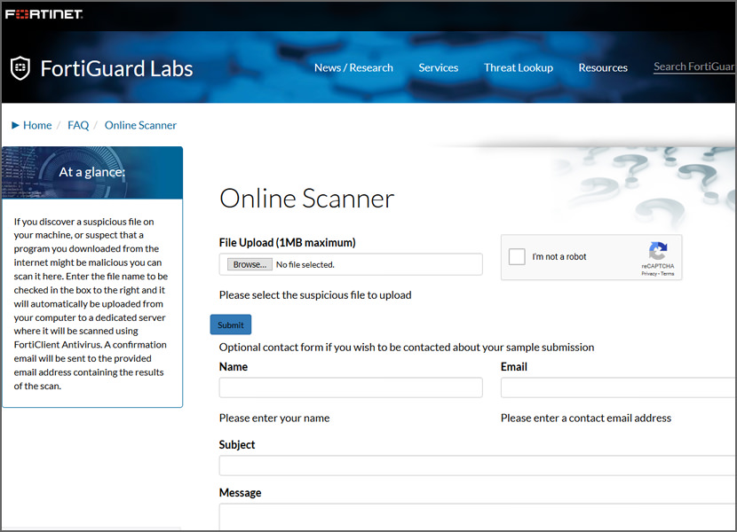 FortiGuard Online Scanner
