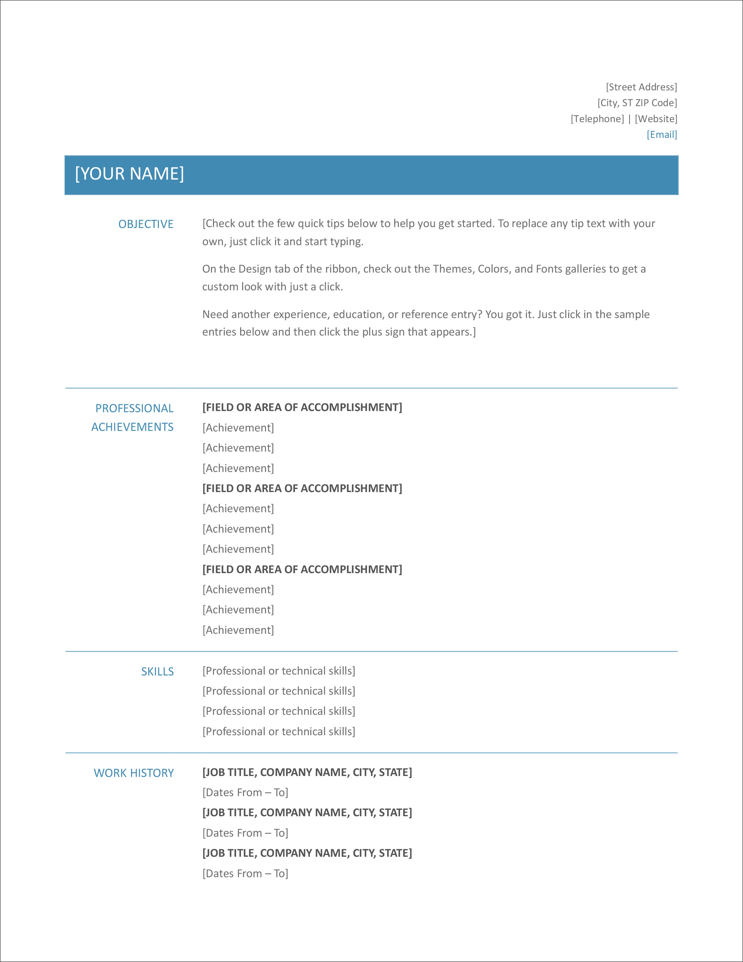 microsoft office word free resume templates