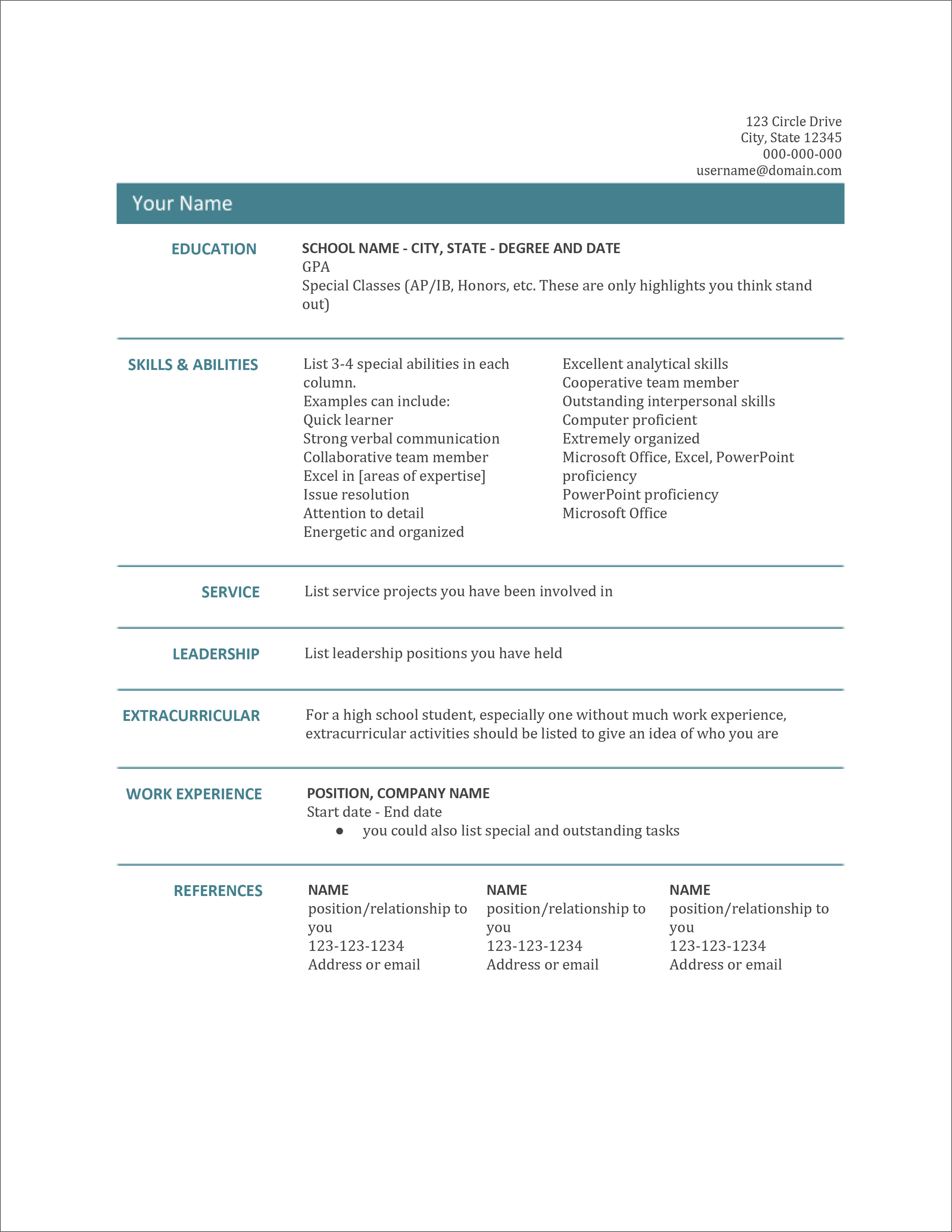 download a resume template for microsoft word