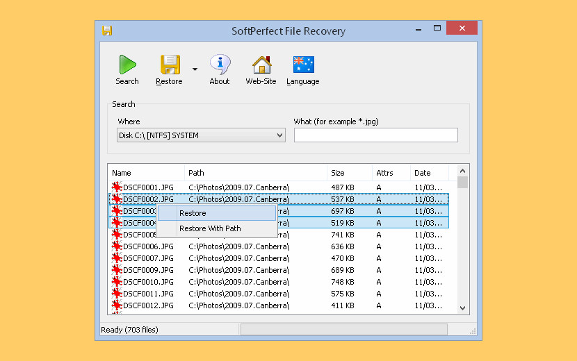 SoftPerfect File Recovery