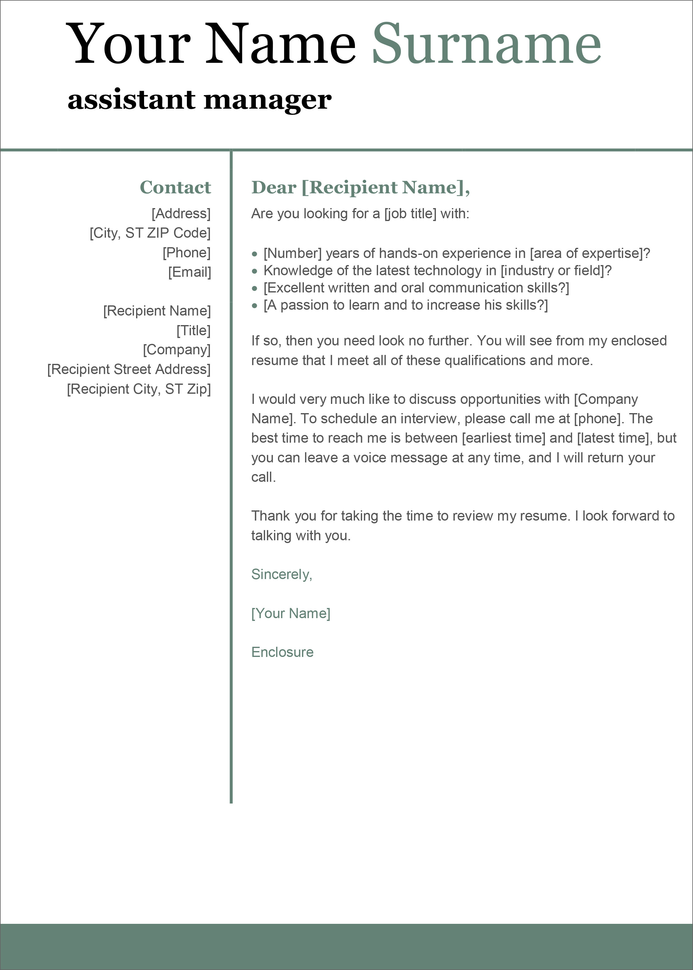 example of a generic cover letter