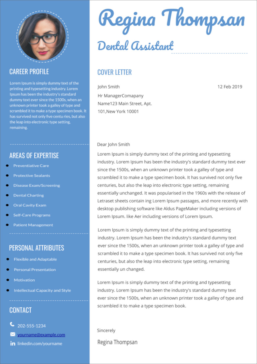 Screenshot of free cover letter template in Google Docs