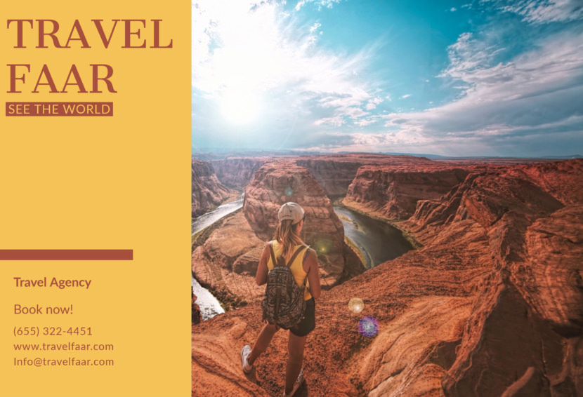 Screenshot of travel brochure template, Grand Canyon design