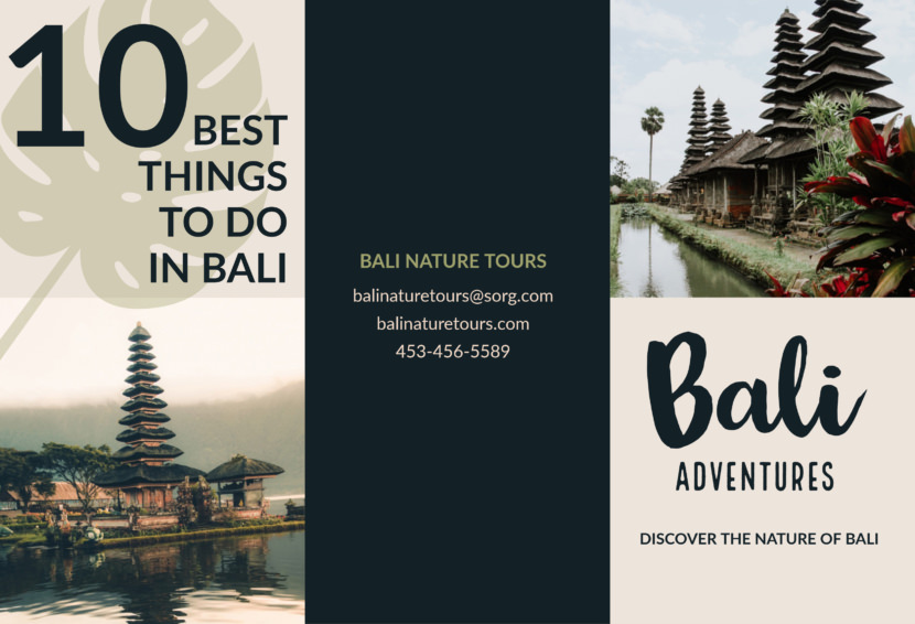 Screenshot of travel brochure template, Indonesia Bali design