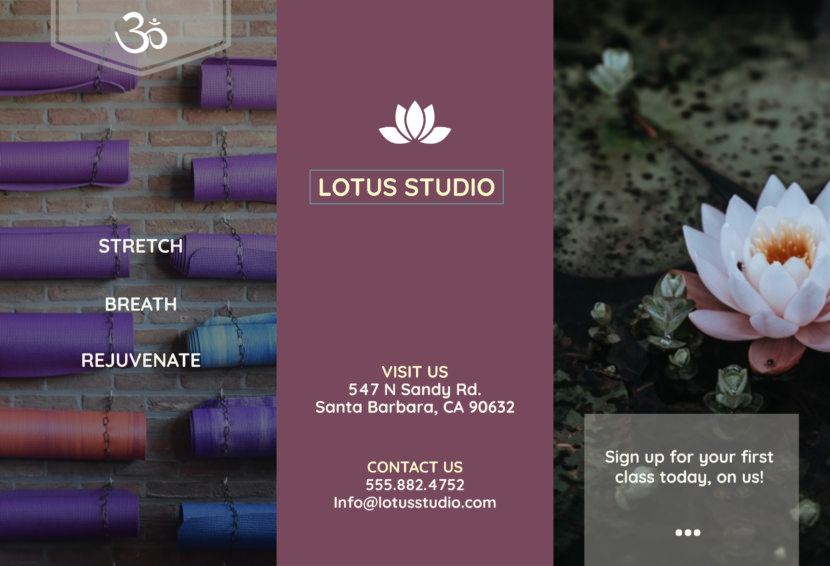 Screenshot of yoga and meditation brochure template width=