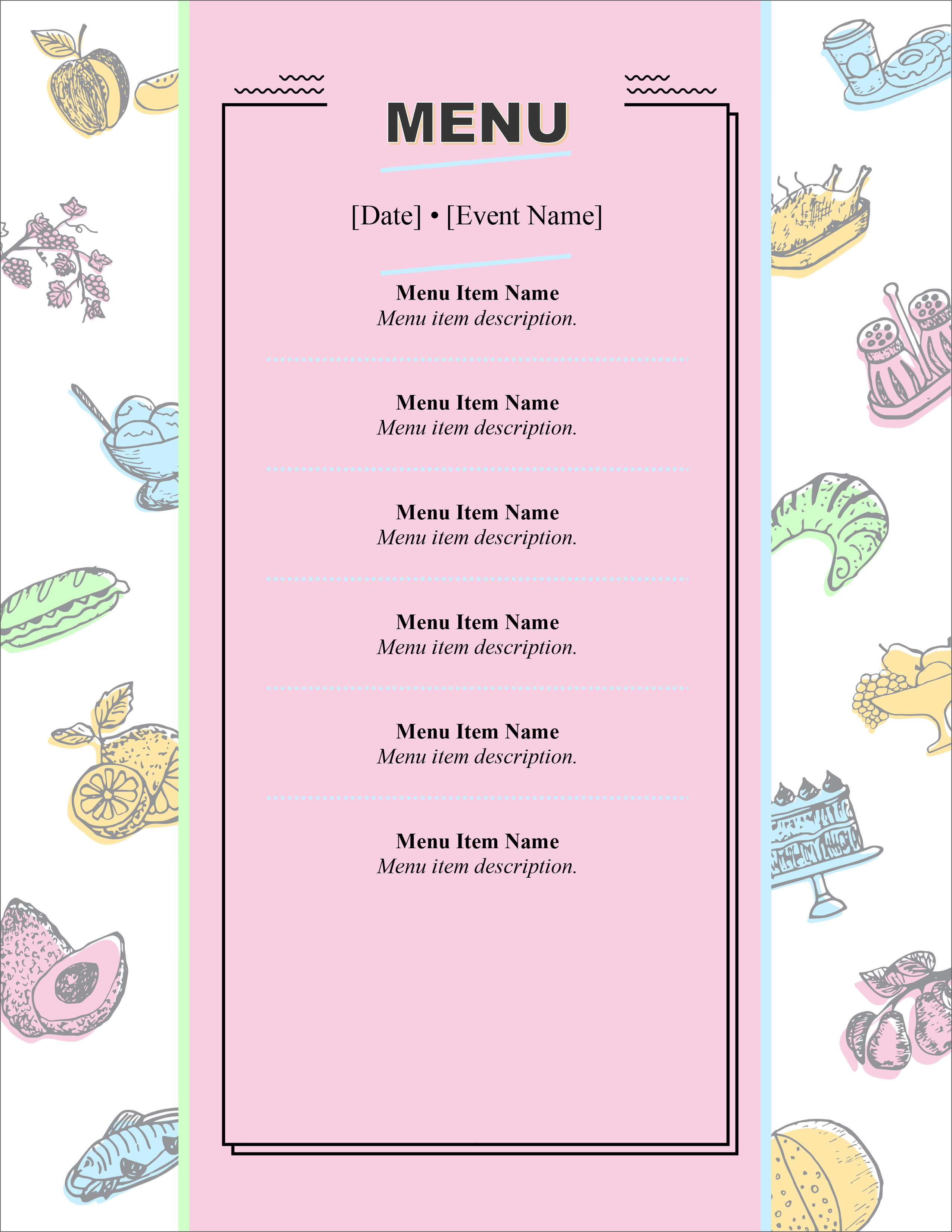 20 Free Simple Menu Templates For Restaurants, Cafes, And Parties With Free Printable Restaurant Menu Templates