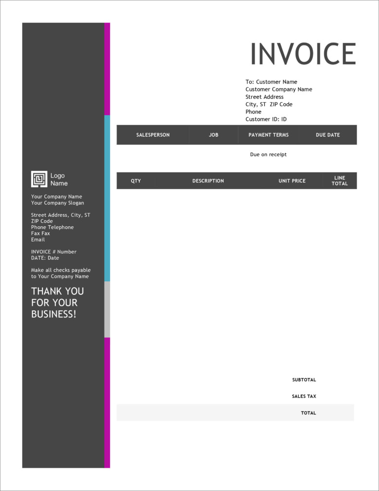 invoice microsoft office