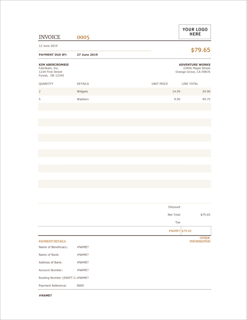 simple invoice template for libreoffice