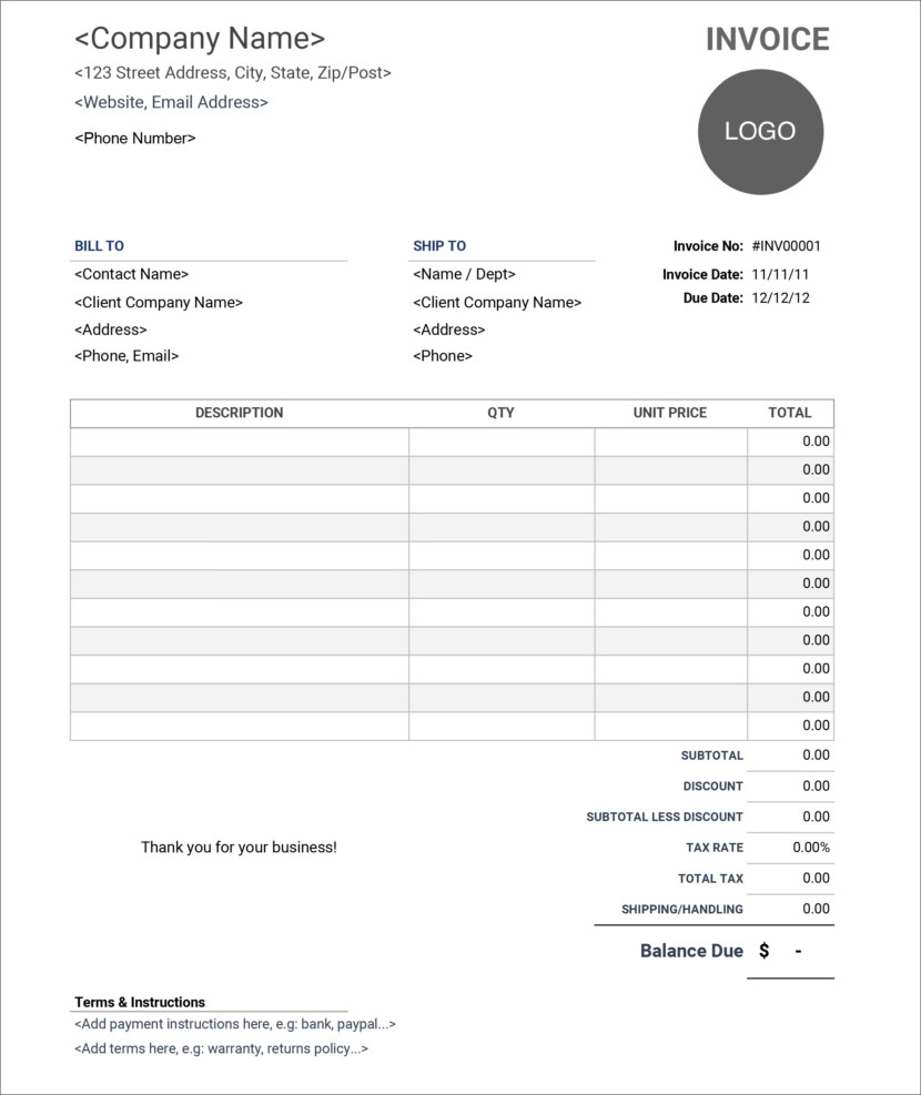 21 Free Invoice Templates In Microsoft Excel And DOCX Formats With Regard To Free Invoice Template For Android
