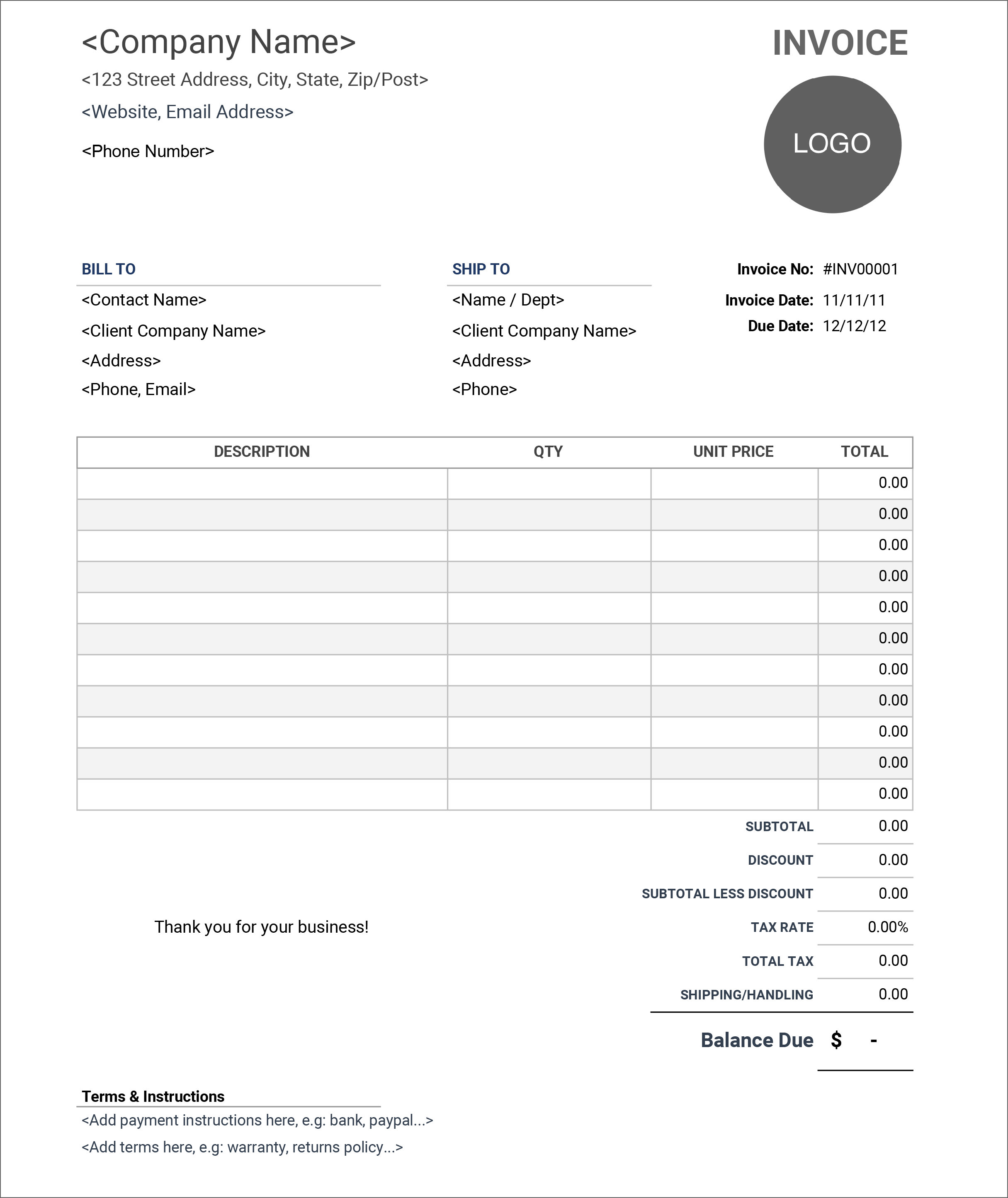 invoice template free for mac