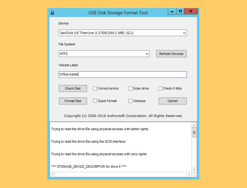 windows creation tool usb format