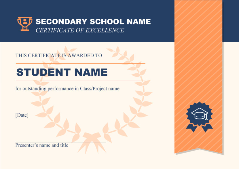 Screenshot of blank school project certificate template