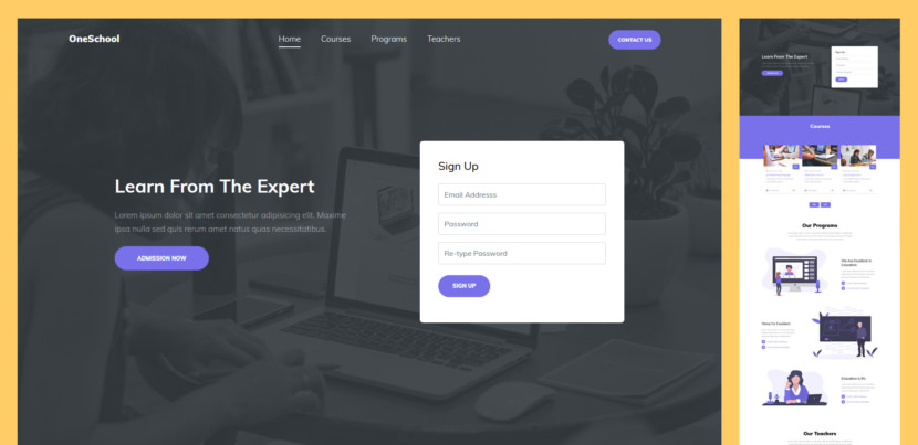 Oneschool is a professional and sophisticated free one-page education website template for schools, universities, online courses and more. It is a versatile tool that you can employ for an assortment of different purposes out of the box.