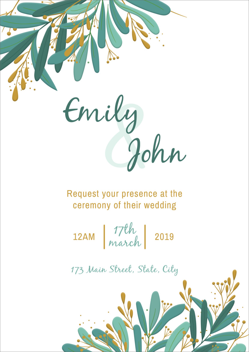 Elegant Wedding Invitation Template Printable And Editable PSD