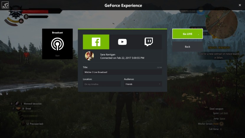 GeForce Experience Broadcast