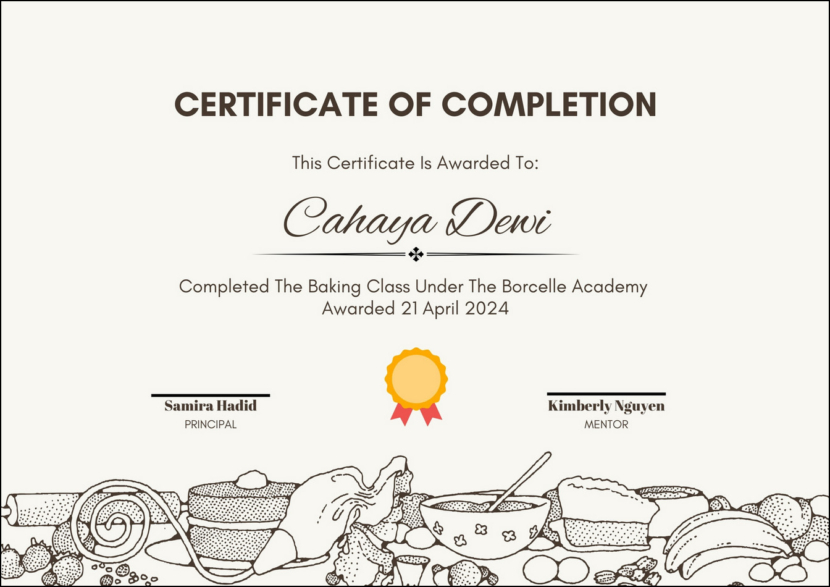 Baking Class Certificate