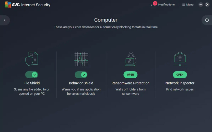 avg ultimate internet security real time protection screen shot