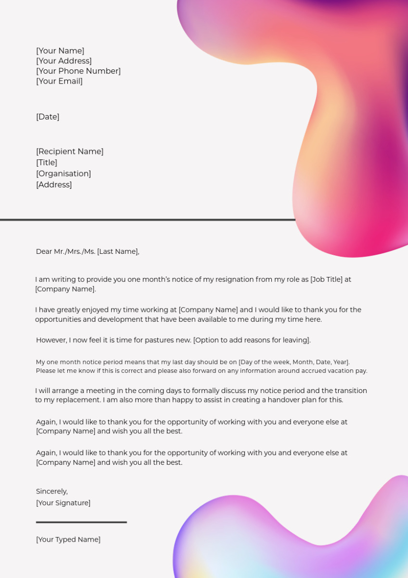 Fluid Resignation Letter