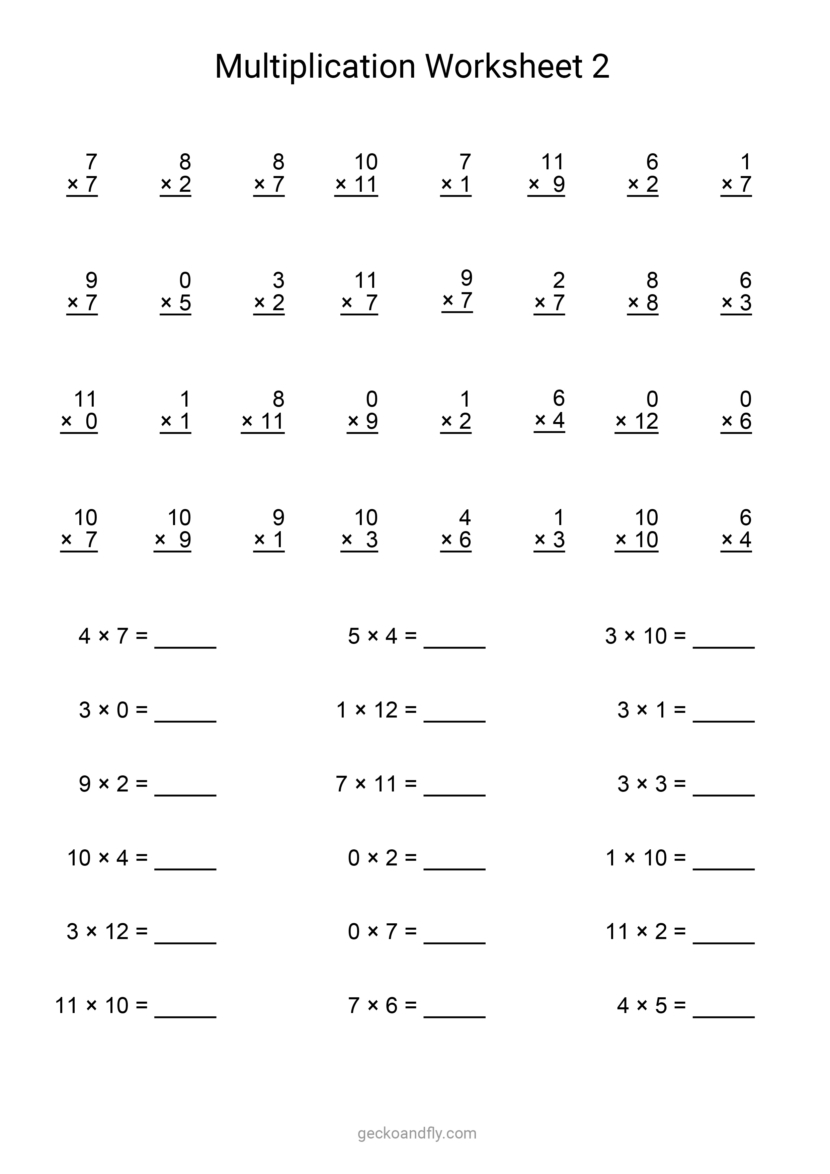 Printable Multiplication Worksheet