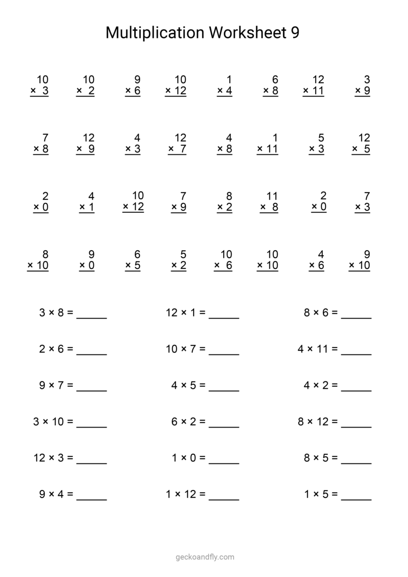 Printable Multiplication Worksheet