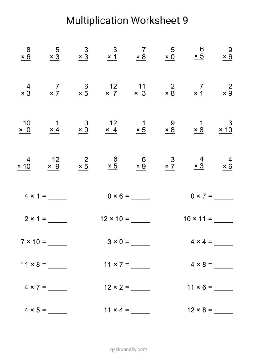 Printable Multiplication Worksheet