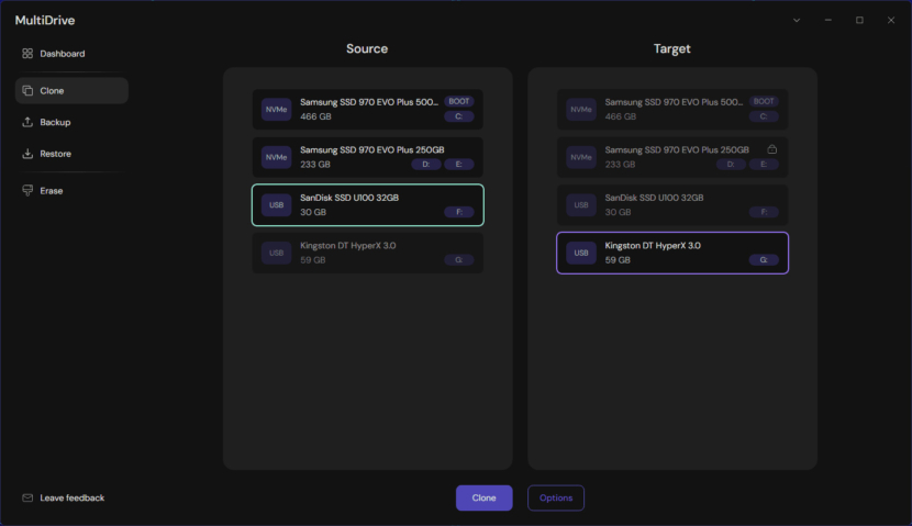 MultiDrive Free Disk Cloning